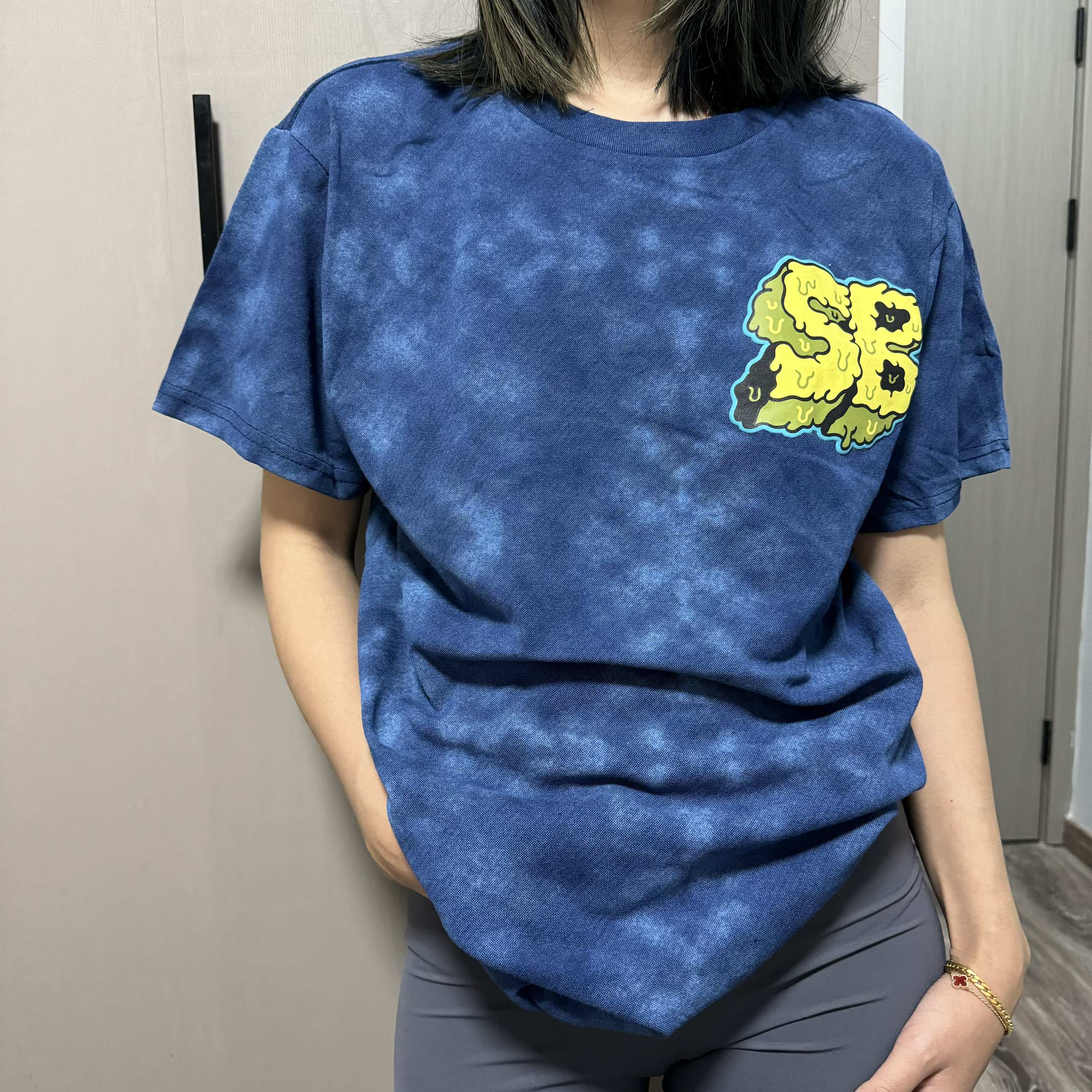 出口单 扎染SpongeBob海宝恶搞美式街头男女短袖T恤小众夏季薄043