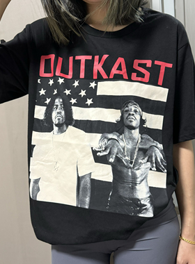 美国说唱二人组Outkast流浪者合唱团美式复古经典街头夏季短袖T恤