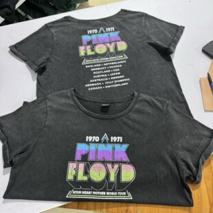 稀有 水洗做旧平克弗洛伊德pink floyd乐队大领口宽松T恤男女短袖