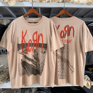 美版 KoRn 科恩乐队巡演 复古Vintage短袖男女夏薄Y2K摇滚做旧T恤