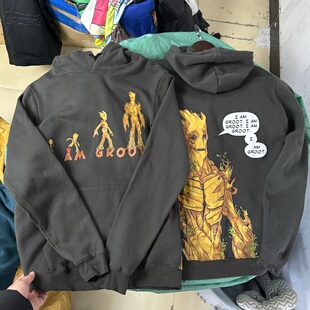 乐园版 格罗特 银河卫队周边 美式复古连帽卫衣 男女秋冬薄绒帽衫