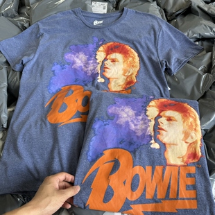 街头复古宽松短袖 出口单 大卫鲍伊摇滚美式 Bowie t夏薄透气 David
