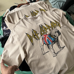 英版Def Leppard威豹斗牛犬不列颠摇滚乐队复古水洗男女短袖夏薄T