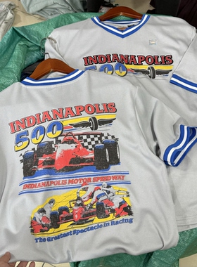 F1 Indy 500刺绣一级方程式赛车 球衣风 复古短袖男女夏薄透气t恤