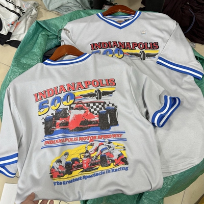 F1 Indy 500刺绣一级方程式赛车 球衣风 复古短袖男女夏薄透气t恤