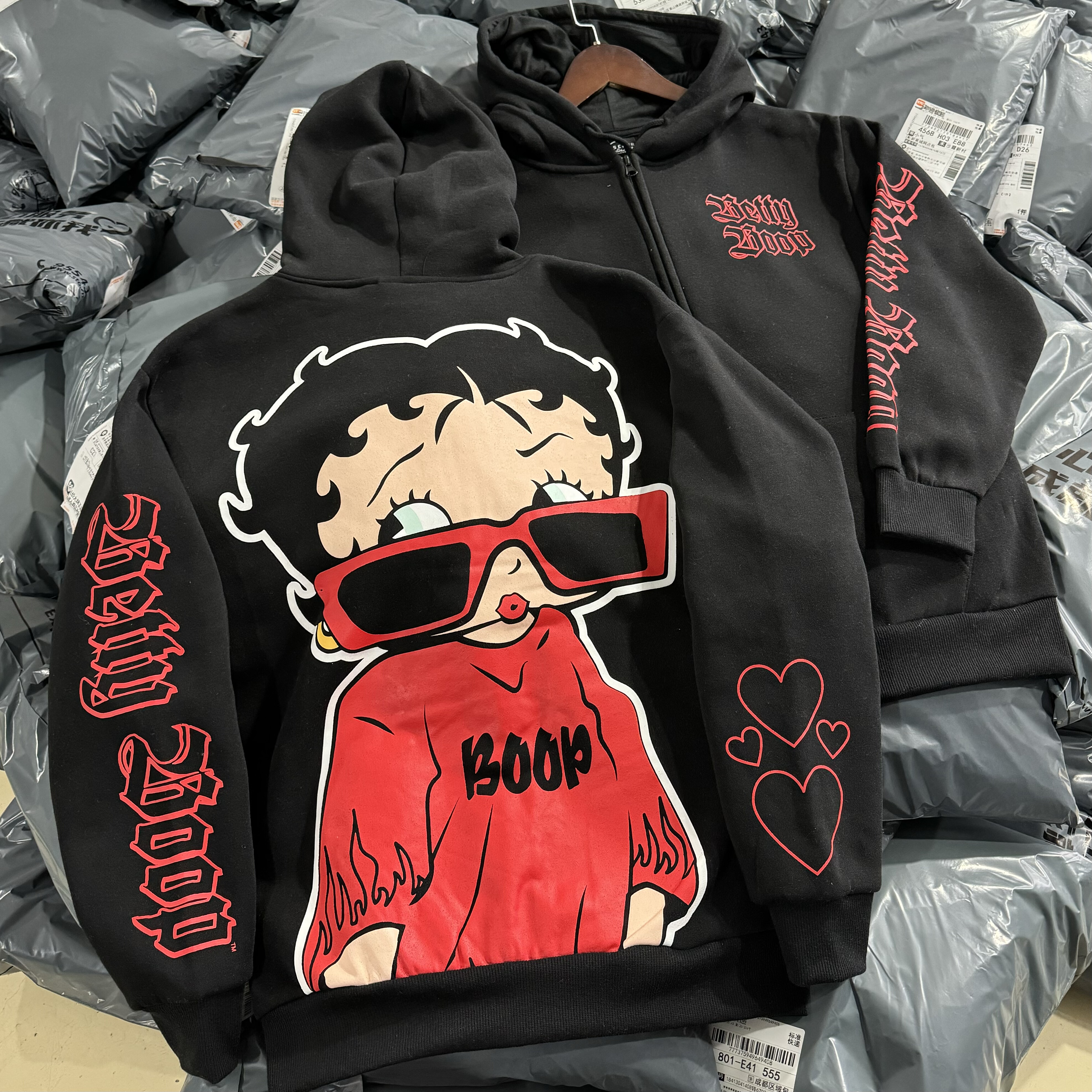 贝蒂 卡通松弛感 美式复古连帽拉链开衫外套男女薄绒秋冬卫衣短款,男装,卫衣,淘宝优惠券,粉丝福利购,淘宝优惠卷