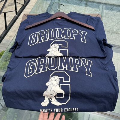 小矮人 爱生气Grumpy美式卡通复古学院风短袖 男女夏薄透气t恤947