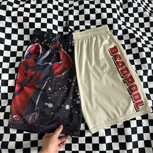 出口单 男 死仕小贱贱Deadpol周边双层网眼速干夏透气街头五分短裤