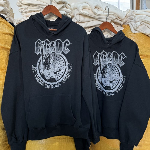 美版Be Rock ACDC乐队摇滚 美式连帽卫衣落肩男女短款薄绒春秋276