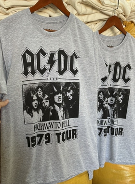 Classic Bolt Logo ACDC乐队经典朋克摇滚短袖T恤男女夏薄透气386