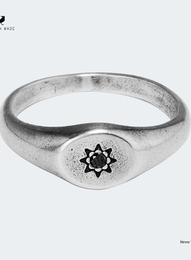 RONINMADE小众复古厄休黑钻纯银男士戒指情侣中古礼物宝石女尾戒