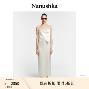 BRIAR 女士 NANUSHKA 淡人系褶皱细节中长连衣裙 甄选折扣