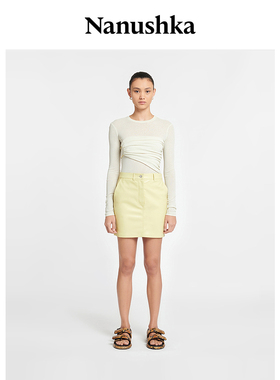 【甄选折扣】NANUSHKA 女士 MIRAY 素皮修身迷你半身包臀裙