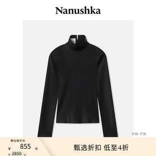甄选折扣 女士 NANUSHKA 上衣 EVA 黑色高级感缎面通勤长袖