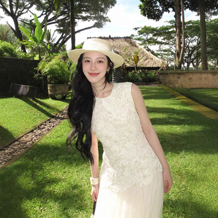 拼接裙白色背心裙子夏 无袖 有洧Youwei 早春漂亮连衣裙女2026新款