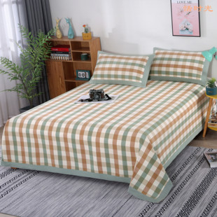 山东老粗布特厚凉席三件套纯棉线毯四季毯全棉加厚床单枕套三件套