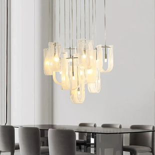 轻奢loft复式 楼客厅大吊灯别墅挑空层旋转楼梯吊灯现代简约楼梯灯