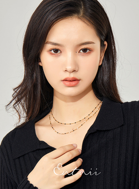 黑白滴胶叠戴设计感项链颈链