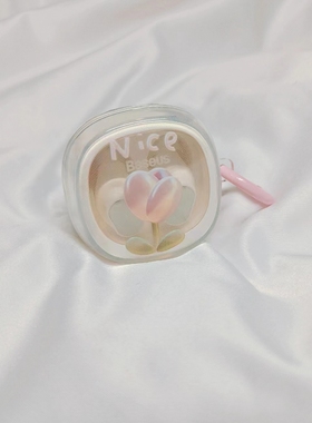 简约郁金香适用于倍思wm02保护套w04蓝牙as01耳机套wm01透明m2s耳机e13保护壳airnora2代女款软壳可爱鲜花