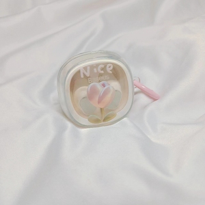 简约郁金香适用于倍思wm02保护套w04蓝牙as01耳机套wm01透明m2s耳机e13保护壳airnora2代女款软壳可爱鲜花