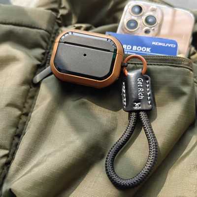 沙漠钛金棕色机甲适用苹果airpodspro3第三代保护套降噪airpodspro2蓝牙耳机套airpods4代pro防摔挂式保护壳