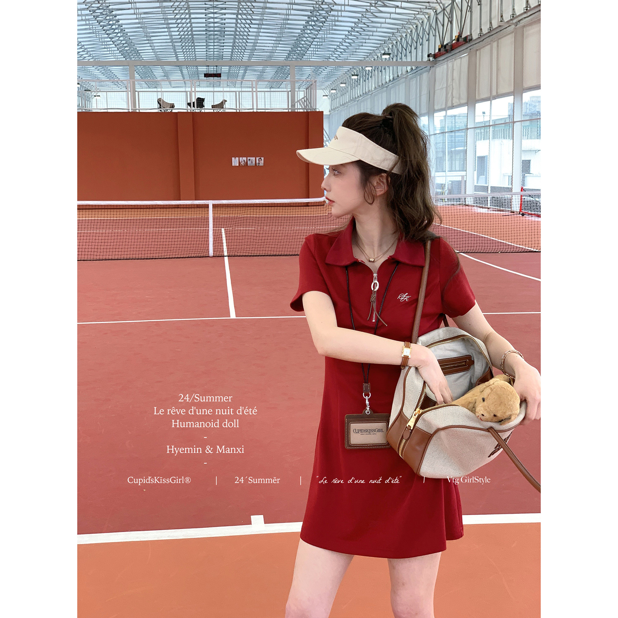 【福利6折清仓】csk丘比特 复古芭比2.0 miu系polo收腰显瘦连衣裙