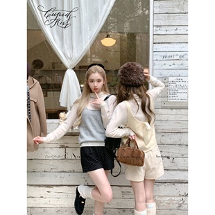 【福利6折清仓】csk丘比特“女孩子的蝴蝶结”针织背心灯芯绒短裤