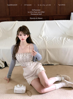 【福利6折清仓】csk丘比特 花瓣香薰vtg中古立裁蕾丝鱼骨收腰吊带