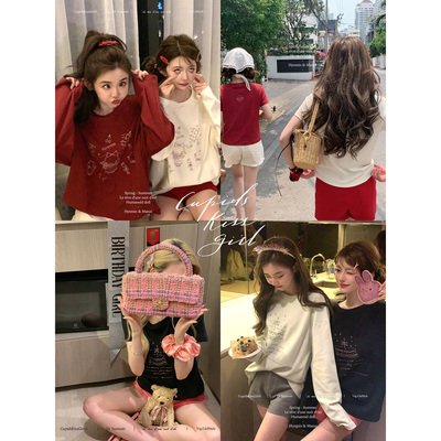 【福利6折清仓】csk丘比特“资深可爱专家” 刺绣t恤休闲宽松上衣