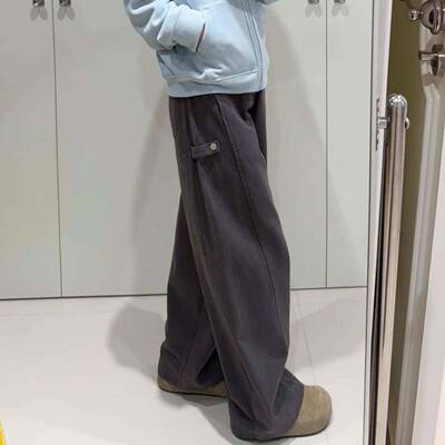 刀加弯裤女02新款LXA阔腿5工装裤尺码胖mm显瘦绒NTG色裤子梨大灰2