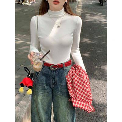 打半领底衫内K搭秋冬袖春IM上衣女202身长5新款JVC爆款修正肩高T