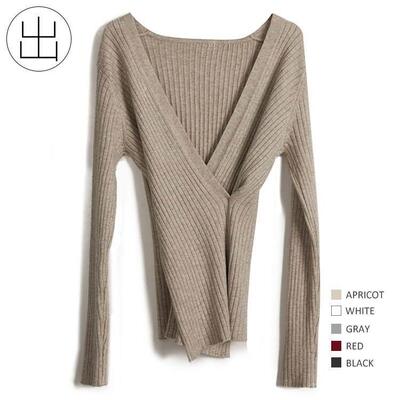 出色P9的毛毛线，太显6打6P96气质】不规则【交叉6V领衣女修身底