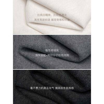 醋白2酸OYD羊色阔腿裤PZA女5毛秋冬20新款高腰毛垂感呢窄版直筒叉