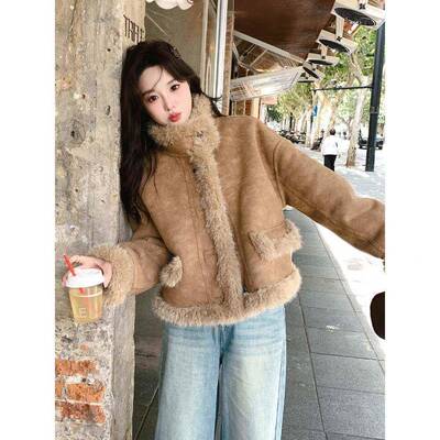 卡其皮款草式连身服装20K好2QD5冬季新高托档超看PKG加丝厚女绒摩