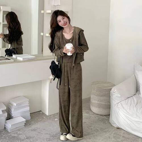 咖色休闲运动套装女2025