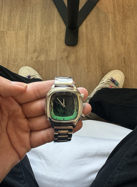 Richtramp原创y2k手表方块火焰夜光手表动态千禧年百搭复古风格