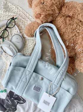 野啵妮 marithe韩国小众做旧水洗牛仔包包复古帆布单肩包腋下包新