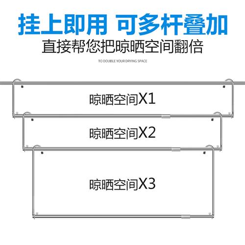 晾衣杆晒被子神器伸缩晾衣架阳台免打孔单杆防盗网固定挂衣晒衣杆 收纳整理 金属衣架 原图主图