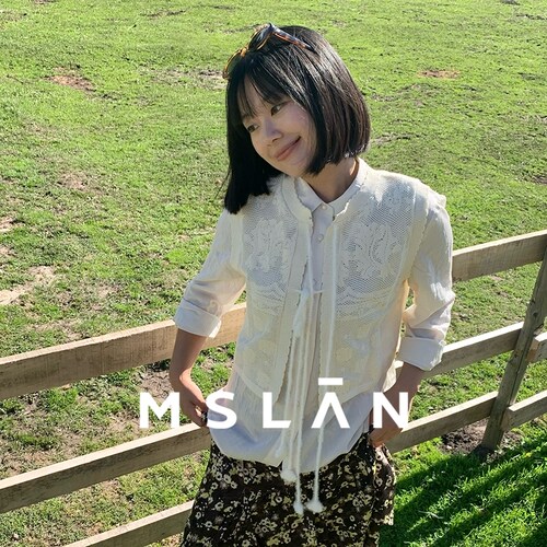 MSLAN浅春复古手钩花针织马甲女