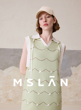 【翻领无袖背心裙】MSLAN春夏立体爱心针织连衣裙MFBN4103