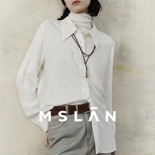 MGAN063 精致通勤风激光镂空白衬衫 质感醋酸 MSLAN商场同款