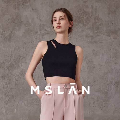 时尚镂空修身针织背心MSLAN