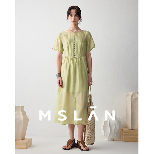 MSLAN垂顺天丝夏季圆领连衣裙