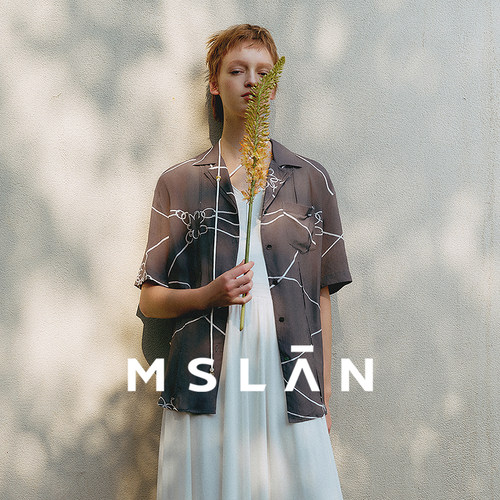 MSLAN26夏季新款法式V领印花衬衫