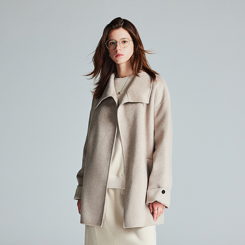 绒系列/MSLAN冬季重磅の100%山羊绒珍奢毛呢绑带双面呢大衣外套