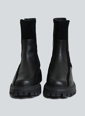 MSLAN时尚复古厚底骑士靴女鞋哥特绿靴子皮靴女鞋