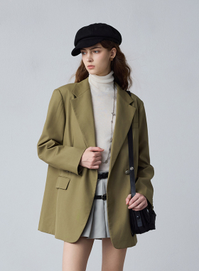 【抗皱包容性强】MSLAN商场同款简约通勤宽松女西装外套MECE2502