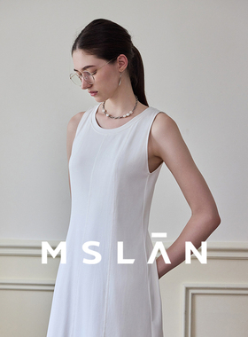 明星同款|MSLAN法式无袖气质垂坠圆领针织连衣裙MFCT034