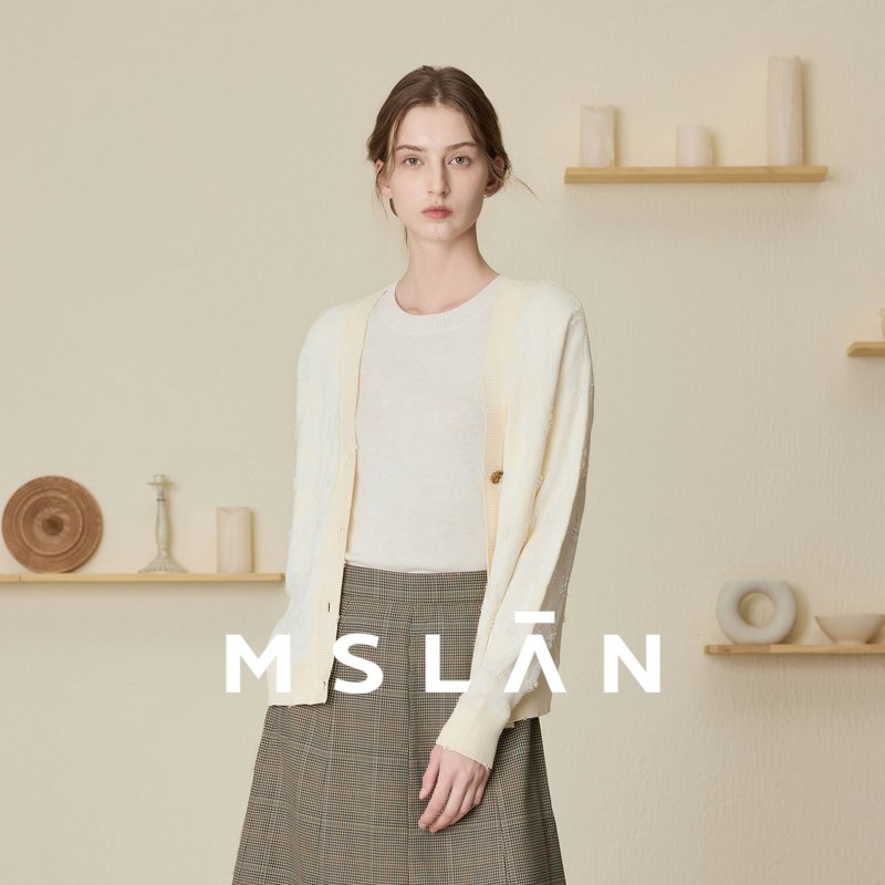 MSLAN复古文艺针织开衫提花