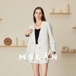 早春无领外套抽绳外套MEAV2507 MSLAN商场同款 收腰可调节西装